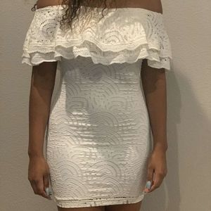 SEQUIN HEARTS IVORY LACE DRESS!